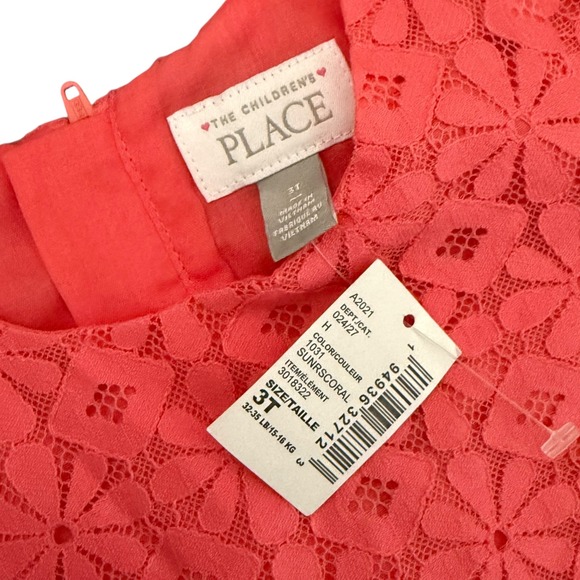 The Children's Place Toddler Girls 3T Floral Daisy Lace Shift Dress 3T Coral NEW - Picture 4 of 8